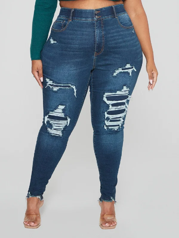 Mid Rise Comfort Stretch Destructed Jeggings