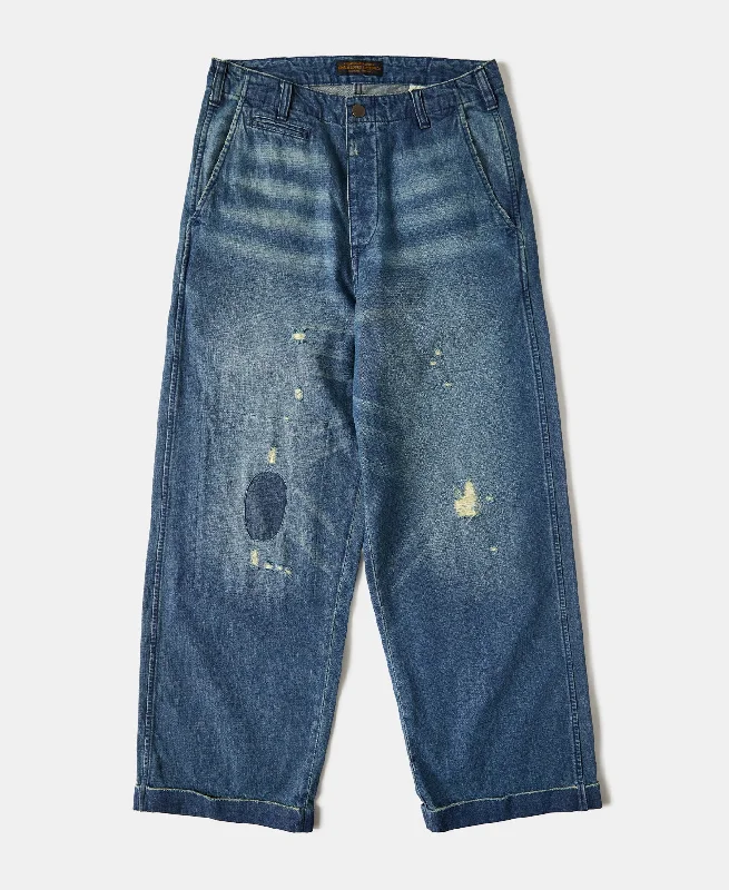 Wide Leg Repaired Jeans