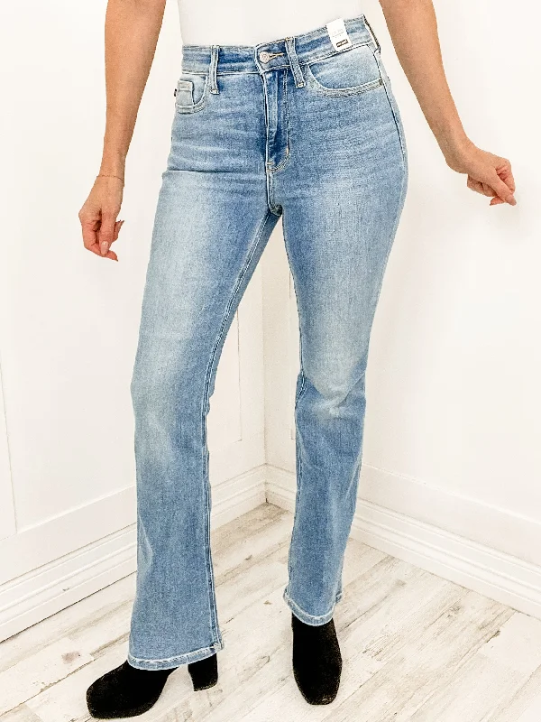 The Hannah Judy Blue High Waist Classic Contrast Wash Bootcut Jean