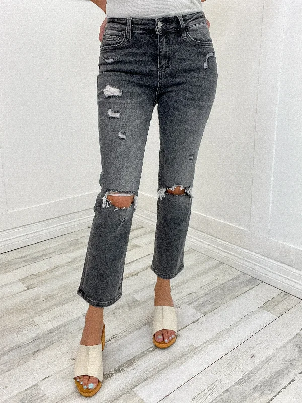 Vervet by Flying Monkey "Victoria"  Distressed High Rise Crop Straight Jeans