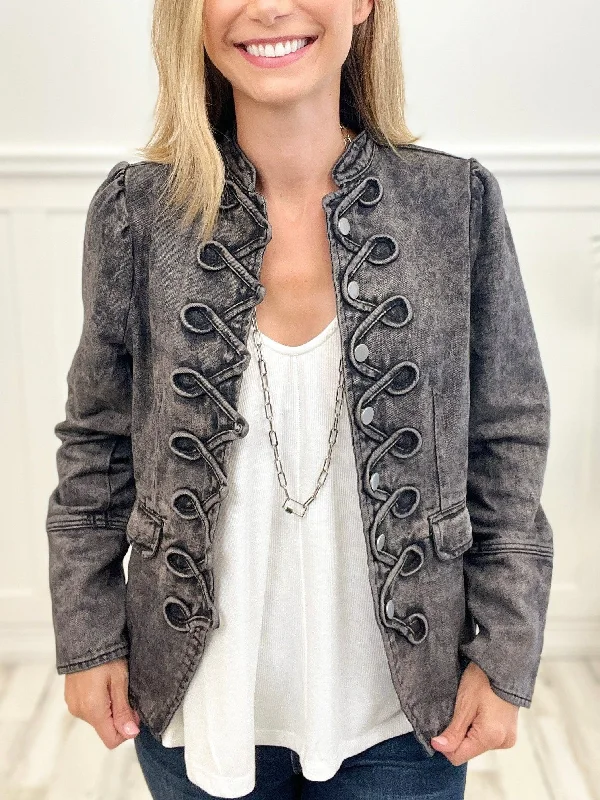 Vintage Inspired Denim Jacket in Charcoal