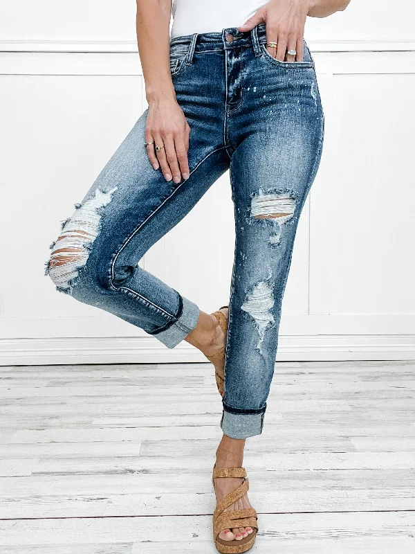 Judy Blue "Heidi"  Destroyed Bleach Splattered Boyfriend Jean