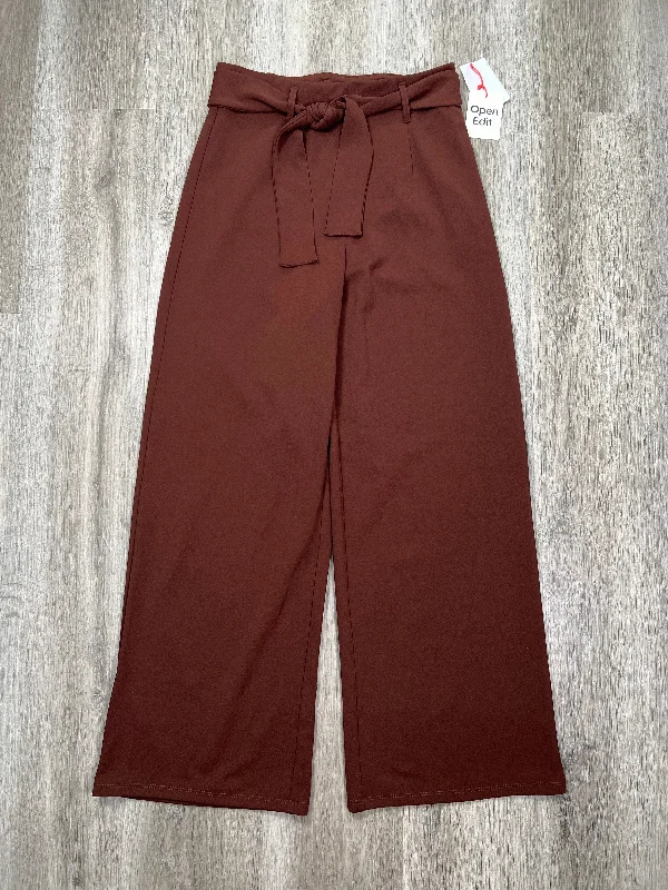 Brown Pants Wide Leg Open Edit, Size S