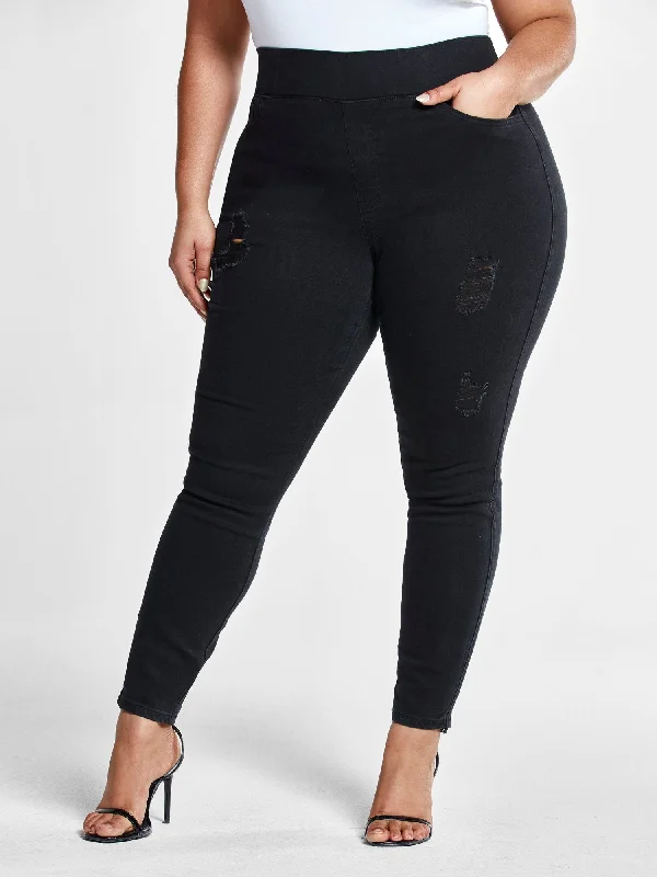 Black High-Rise Destructed Jeggings