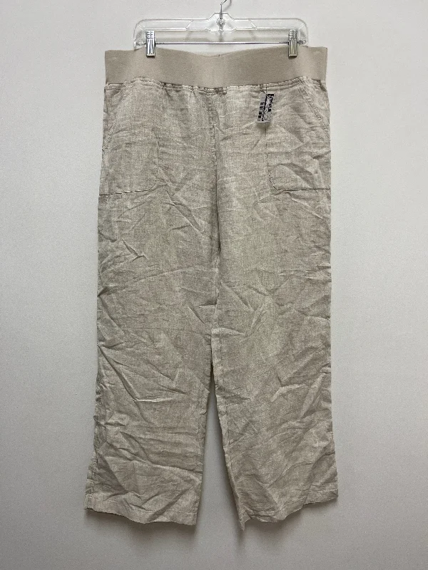 Cream Pants Linen Allen Allen, Size 14