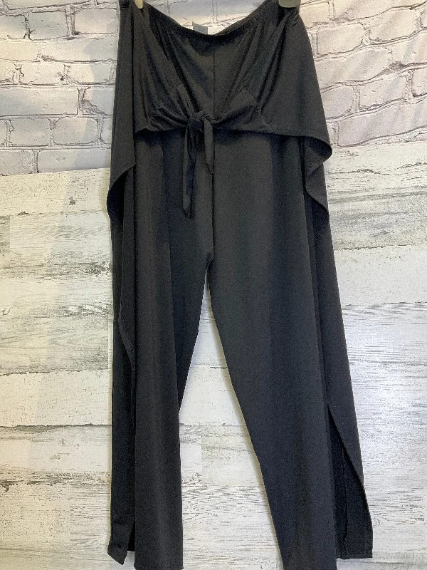 Black Pants Wide Leg Lands End, Size 18