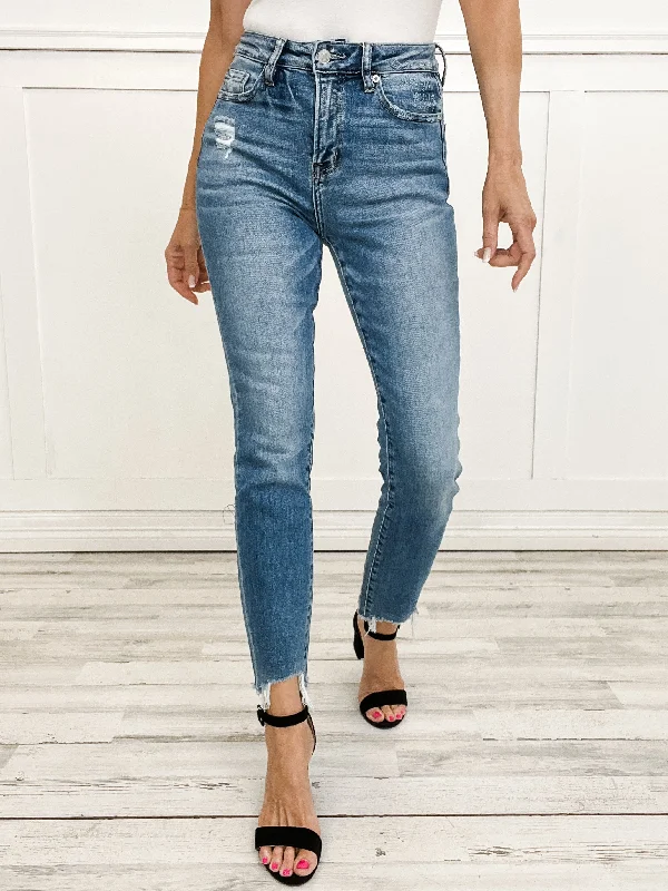 MICA Denim Super High Straight Leg with Step Hem Jeans