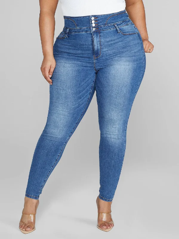 High Rise Corset Style Waist Skinny Jeans