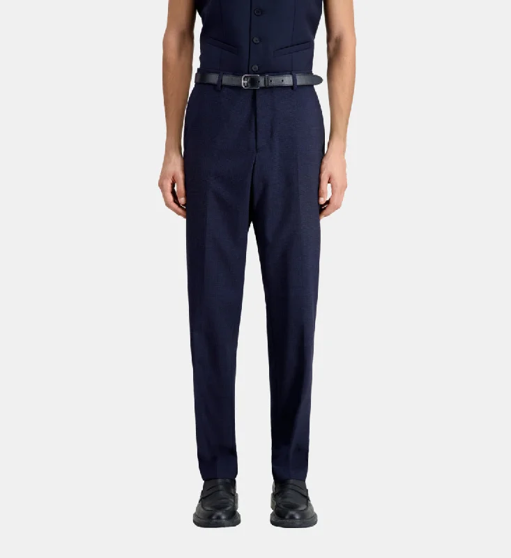 Micro-pattern Wool Suit Trousers