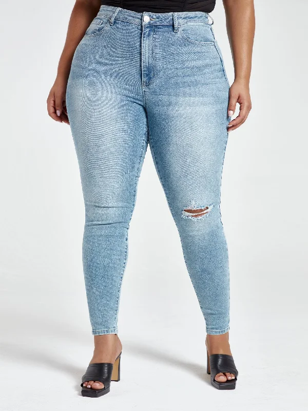 Medium Wash High Rise Skinny Jeans