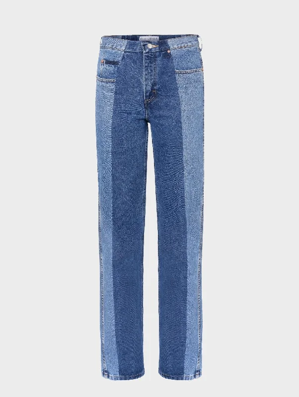 Mid Dark Blue Stovepipe Jeans