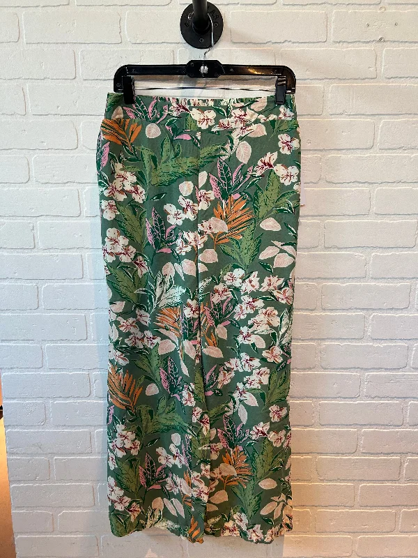 Green Pants Wide Leg Cotton Bleu, Size 8