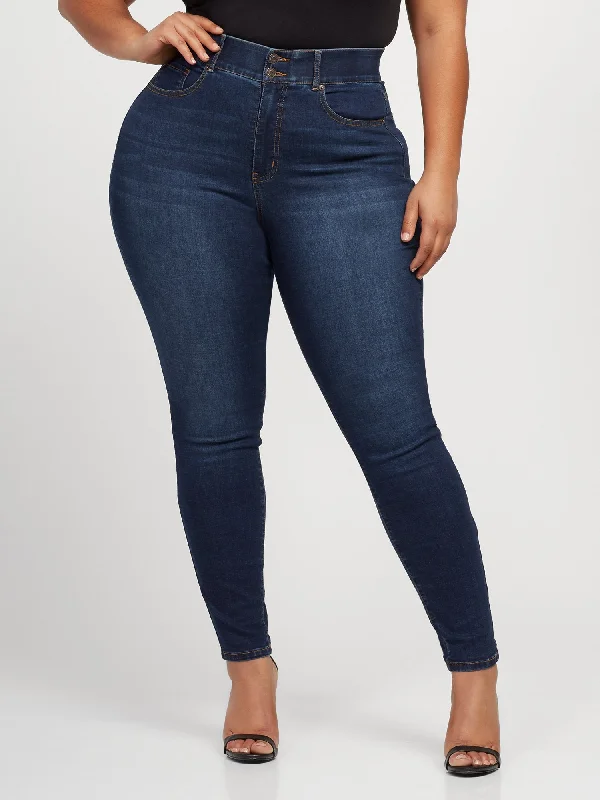 Dark Wash Curvy Skinny Jeans - Tall Inseam