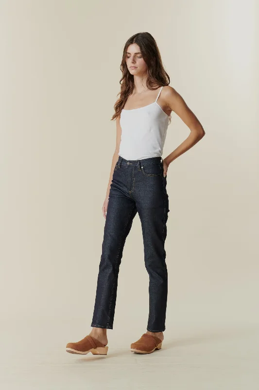 Women's Straight Leg High Rise Jeans - Indigo