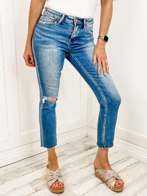 Vervet by Flying Monkey Mid-Rise Straight Crop Denim Jeans