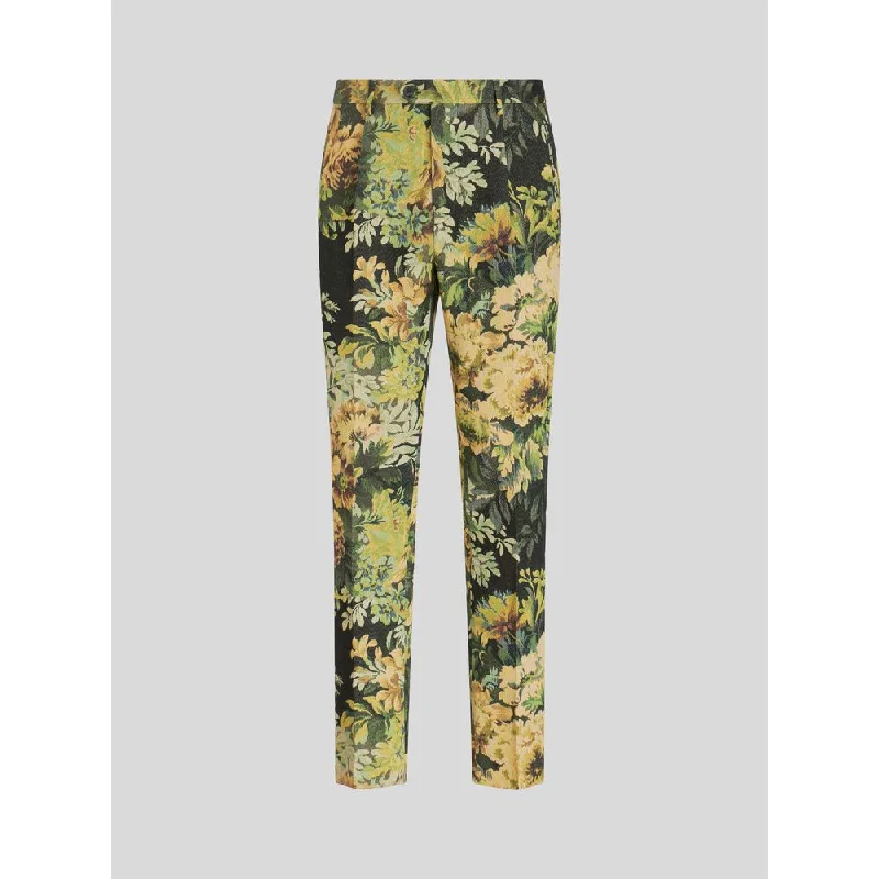 FLORAL JACQUARD TROUSERS