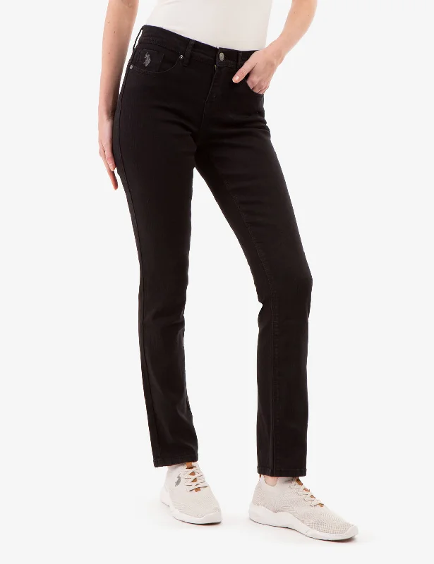 MID RISE SLIM STRAIGHT JEANS