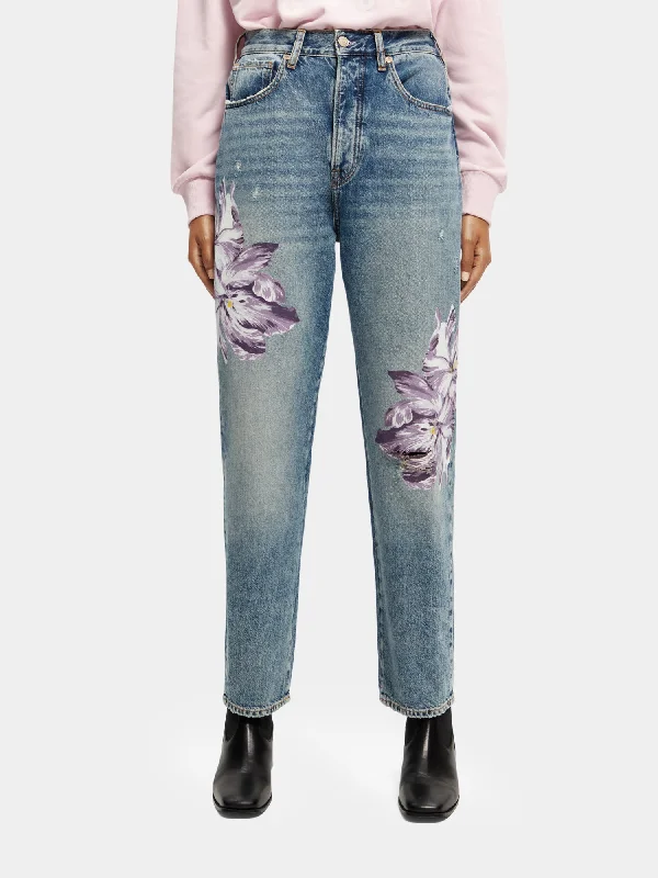 Bay printed organic cotton boyfriend jeans