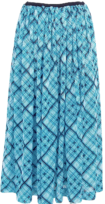 Yohji Yamamoto Japan. Y's Blue Plaids Semi Sheer Gather Skirt