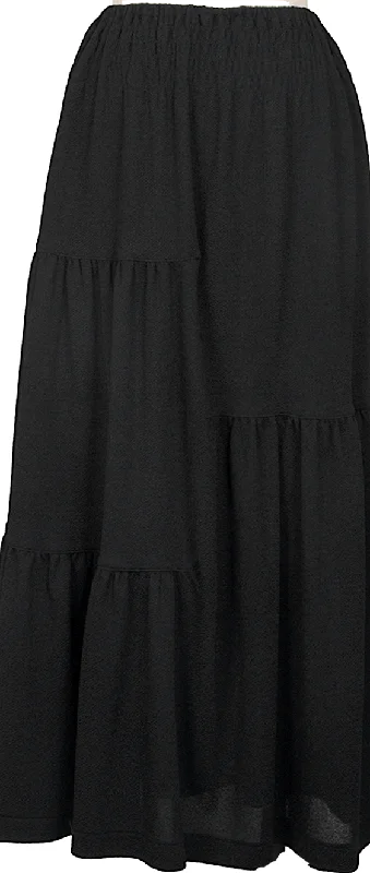 ISSEY MIYAKE JAPAN.  I.S. Black Poly Gather Flare Skirt