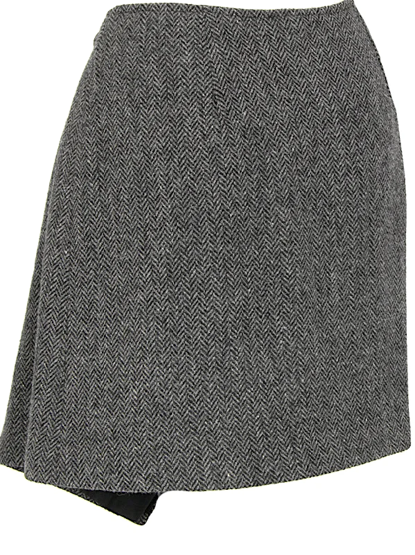 DKNY DKNY JEANS NY. Grey Herringbone Tweed Wrap Mini Skirt