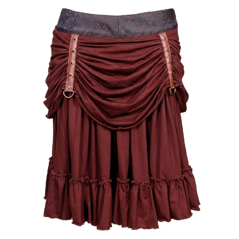 Roseanne Poly Brocade Mid Length Steampunk Skirt