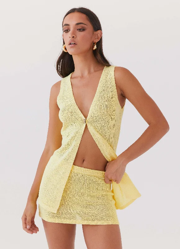 Capri Glow Knit Mini Skirt - Canary