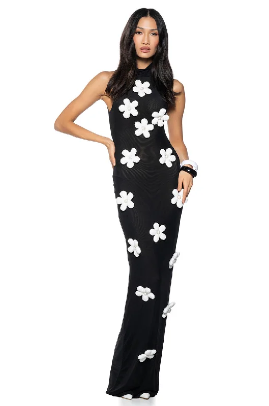 FLOWER POWER MESH MAXI DRESS