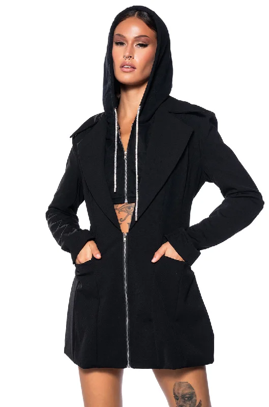 BUSINESS PARTY HOODED BLAZER DRESS