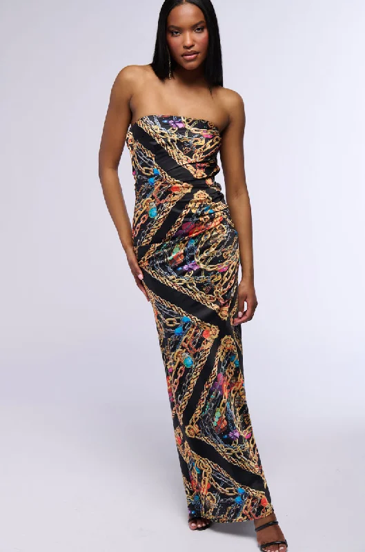 CHAINMAIL SATIN MAXI DRESS