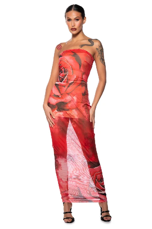 STOP AND SMELL THE ROSES MESH MAXI DRESS