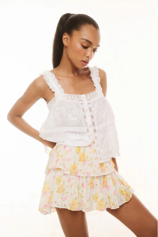 Ruffle Mini Floral Skirt - WHITE MULTI