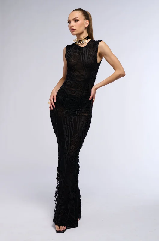 ALL FALLS DOWN MAXI DRESS IN BLACK