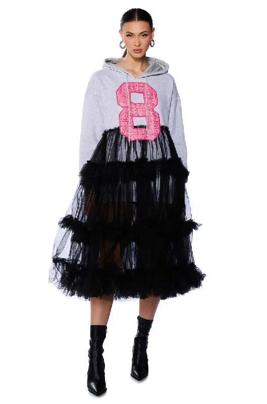 SPORTY CHIC TULLE HOODIE DRESS