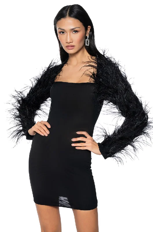 RUFFLE MY FEATHERS MESH MINI DRESS