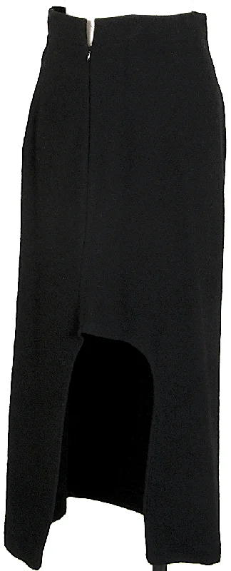 Yohji Yamamoto Japan. FEMME. Black Wool Cut Out Hollow Slit Design Skirt