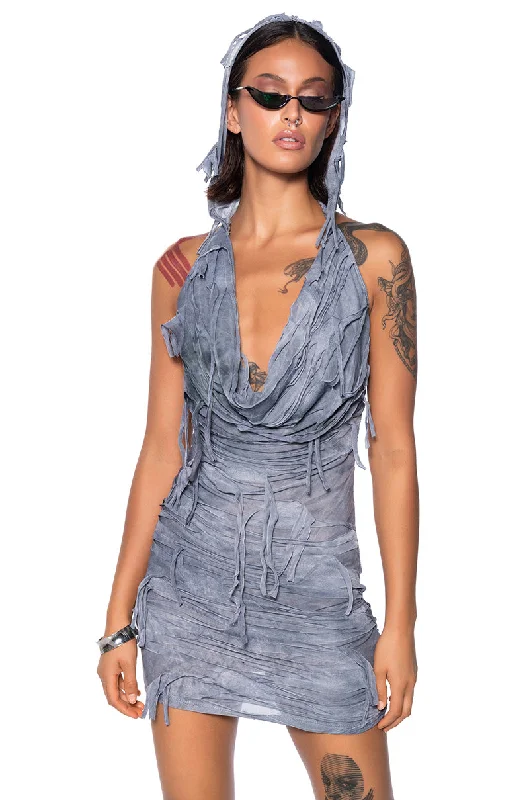 WRECKLESS LOVER HOODED MINI DRESS