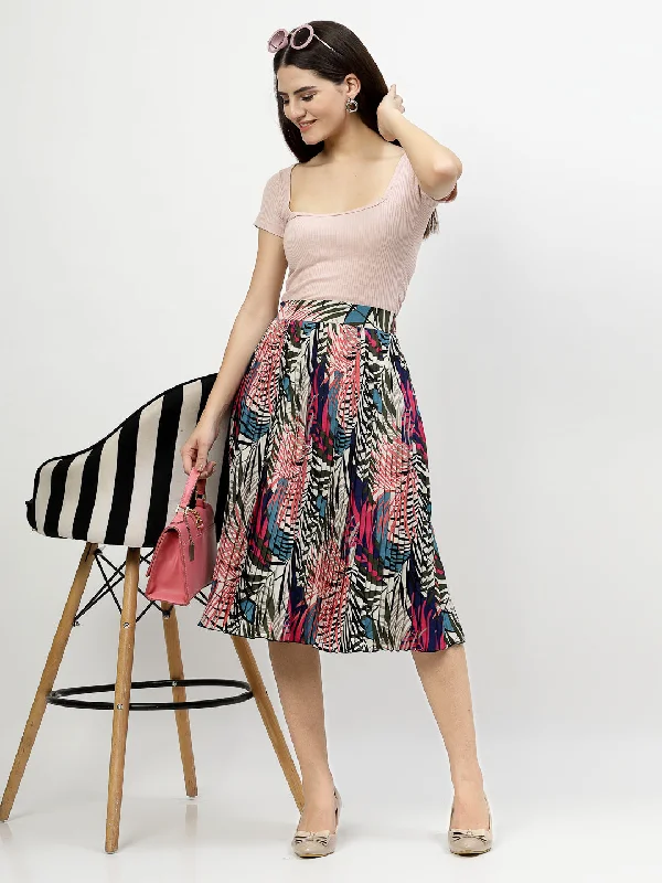 Vibrant Printed A-Line Knee-Length Skirt