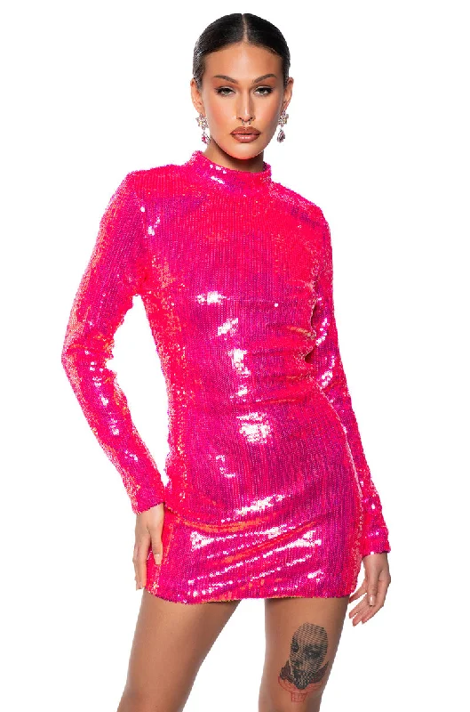 SEQUIN SINS LONG SLEEVE MINI DRESS