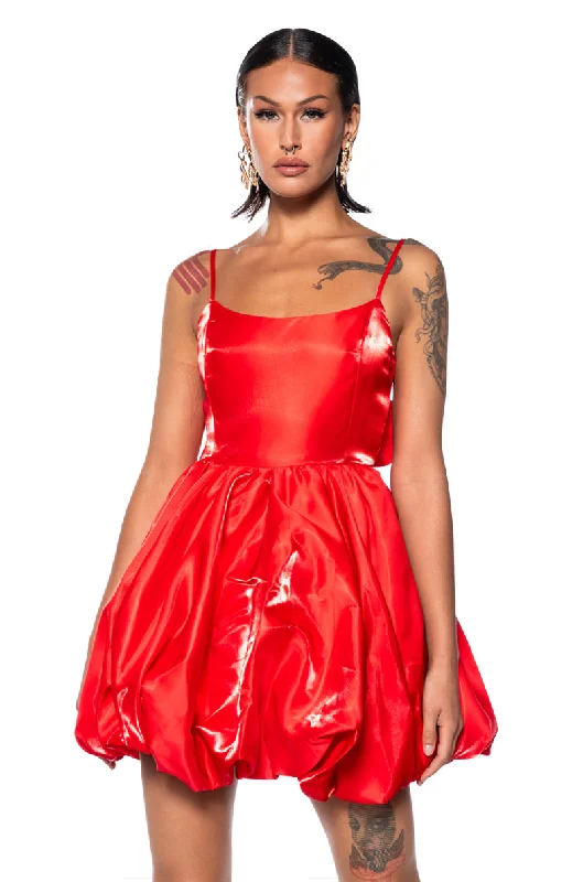 PARTY IN THE BACK BUBBLE MINI DRESS IN RED