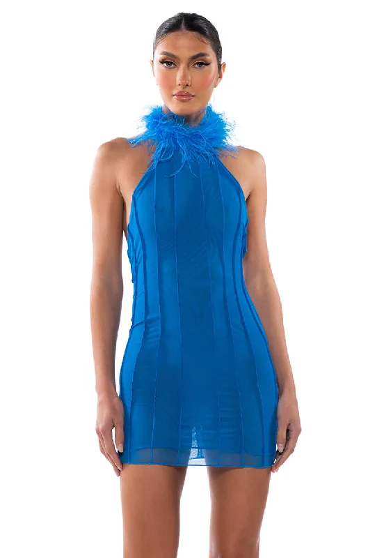 LIFE OF THE PARTY FEATHER MINI DRESS