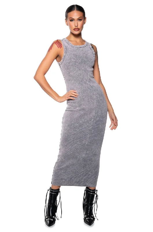 DON'T TEXT RIBBED KNIT MIDI DRESS