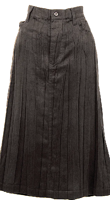 ISSEY MIYAKE Japan. Brown Faux Suede Pleated Skirt