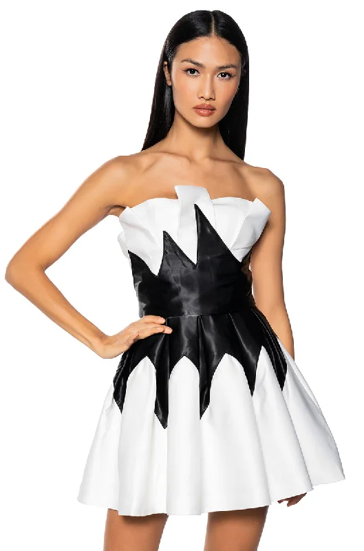 MINA STRAPLESS PLEATED MINI DRESS