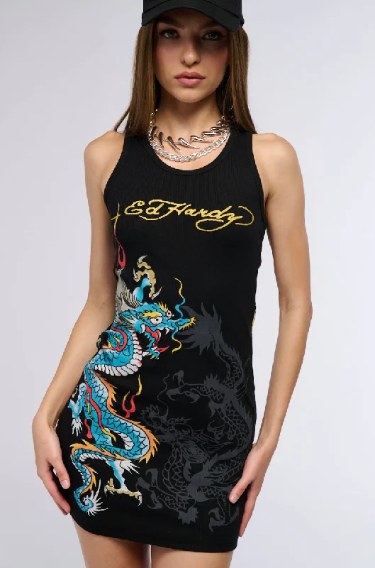 ED HARDY DRAGON RIB TANK DRESS