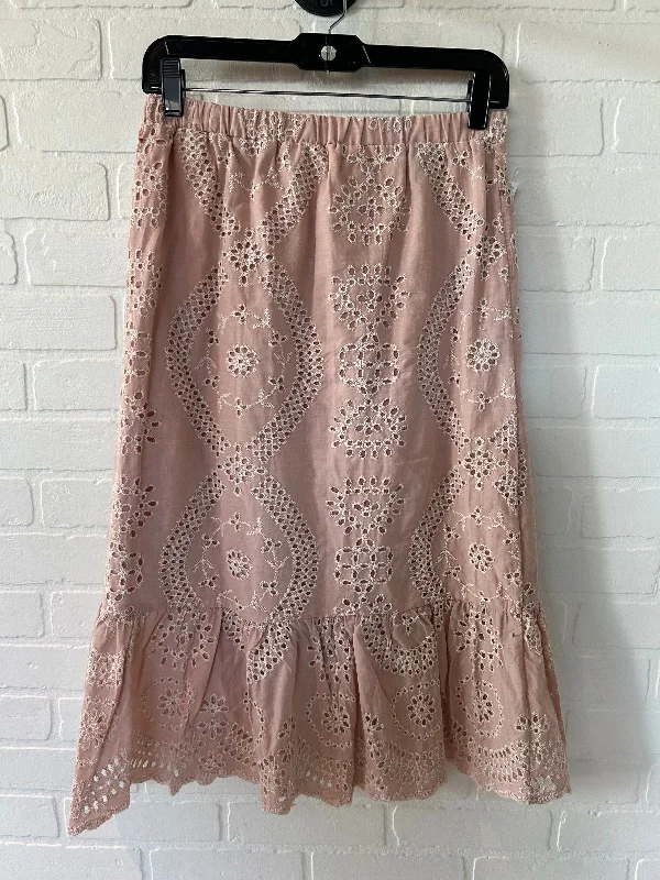 Cream & Pink Skirt Midi Adiva, Size 4