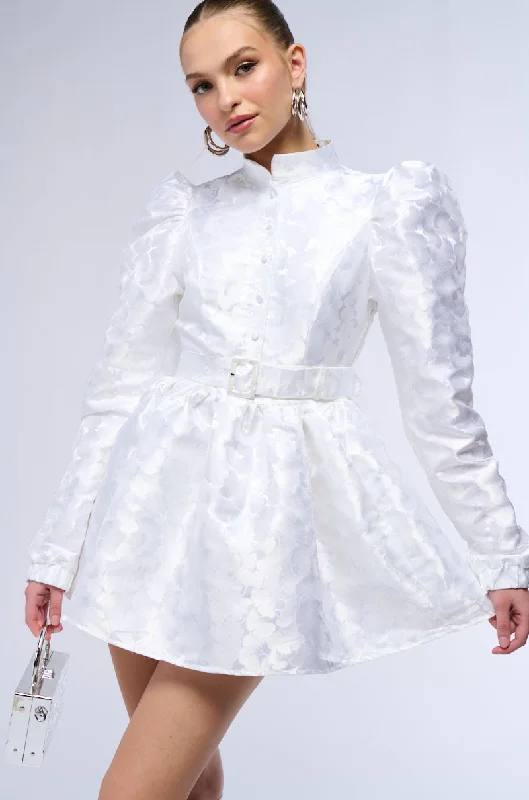 LACEY PUFF SLEEVE BELTED MINI DRESS