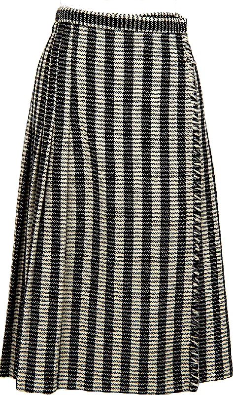 COMME des GARCONS Japan. Ivory, Black Stripe Wrap Wool Skirt