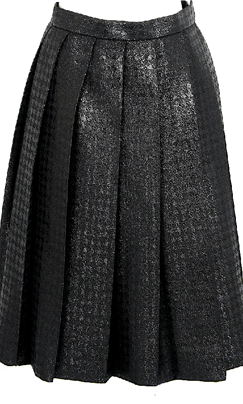 COMME des GARCONS JAPAN. TRICOT. Black Glitter Houndstooth Pleats Skirt