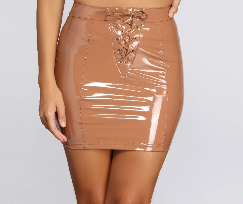 Laced In Leather Mini Skirt